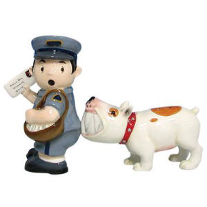 Westland Giftware Mwah! Mailman and Dog Salt and Pepper Shakers