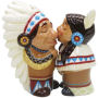 From the Westland Giftware Mwah! Collection. Westland Giftware Mwah!  Indian Chief and Squaw Salt and Pepper Shakers. These sets are held together with magnets. Made of ceramic with glossy finish. Measures 3.5 Inches high. Hand wash only.