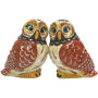 From the Westland Giftware Mwah! Collection. Westland Giftware Mwah! Owls Salt and Pepper Shakers. These sets are held together with magnets. Made of ceramic with glossy finish. Measures 3 Inches high. Hand wash only.