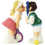 From the Westland Giftware Mwah! Collection. Westland Giftware Mwah! Tennis Couple Salt and Pepper Shakers. These sets are held together with magnets. Made of ceramic with glossy finish. Measures 4 Inches high. Hand wash only.