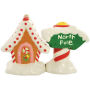 From the Westland Giftware Mwah! Collection. Westland Giftware Mwah! Gingerbread House and North Pole sign Salt and Pepper Shakers. These sets are held together with magnets. Made of ceramic with glossy finish. Measures 3 Inches high. Hand wash only.