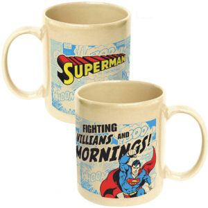 Superman Fighting Villians and Mornings Ceramic Mug
