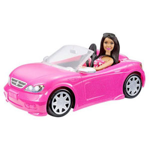 Barbie Glam Convertible Vehicle and Doll Case