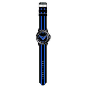 Nightwing Classic Logo Black with Blue Stripes Rubber Strap Watch