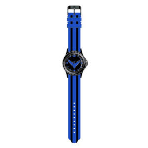Nightwing Classic Logo Blue with Black Stripes Rubber Strap Watch