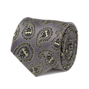 Batman Gray and Yellow Paisley Italian Silk Tie