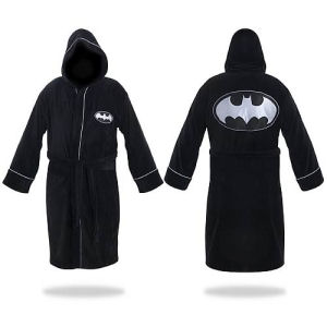 Batman Black and Silver Hooded Cotton Bathrobe