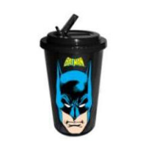 Batman Face Plastic 16 Ounce Flip Straw Travel Cup