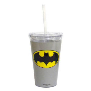 Batman Gray 16 Ounce Travel Cup with Straw