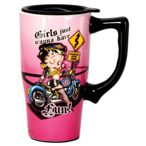 Betty Boop Biker Betty Fun Travel Mug with Handle