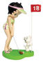 From the Betty Boop Collection. Betty Boop Sculpture titled Golfer Betty. Features Betty Boop ready to take a swing with Pudgy. Made of solid resin. Measures 7 Inches tall.