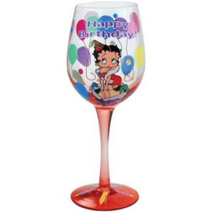 Betty Boop Happy Birthday Wine Glass