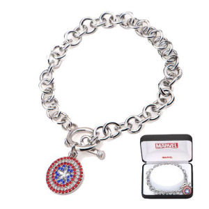 Captain America Shield Bling Gems Charm Bracelet