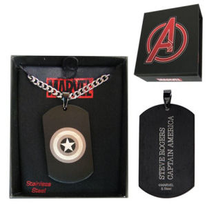 Captain America Dog Tag and Chain Necklace