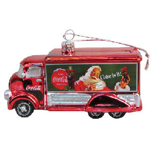 Coca-Cola Truck 5 Inch Glass Holiday Ornament