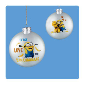 Despicable Me Minion Decal Silver Glass Ball Ornament