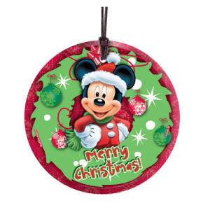 Mickey Mouse Merry Christmas Hanging StarFire Glass Print