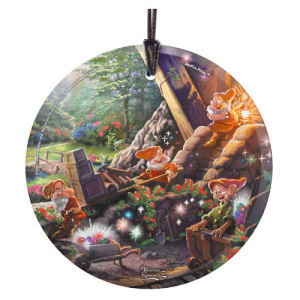 Snow White and the Seven Dwarfs Doc Happy Grumpy Dopey Thomas Kinkade StarFire Prints Hanging Glass Ornament
