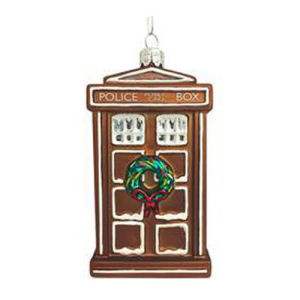 Doctor Who Gingerbread TARDIS 4.5 Inch Glass Ornament