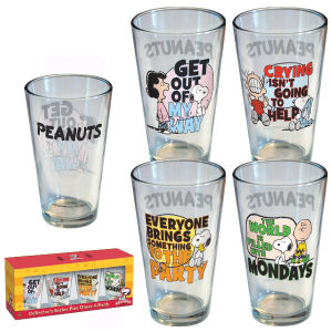 Peanuts Quotes Pint Glasses Set Of 4.