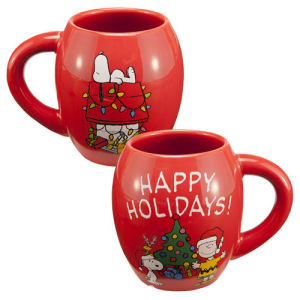 Peanuts Happy Holidays 18 Ounce Ceramic Oval Mug