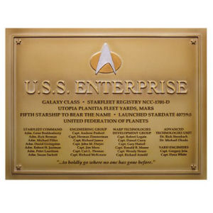 Star Trek U.S.S. Enterprise-D Dedication Plaque #4