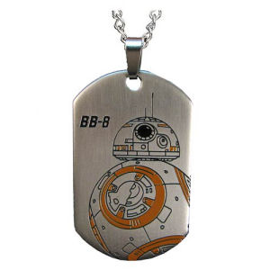 Star Wars Episode VII The Force Awakens BB-8 Droid Laser Etched Stainless Steel Dog Tag Pendant Necklace