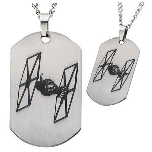 Star Wars Episode VII - The Force Awakens Tie Fighter Laser Etched Stainless Steel Dog Tag Pendant Necklace