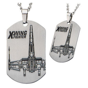Star Wars Episode VII - The Force Awakens X-Wing Starfighter Laser Etched Stainless Steel Dog Tag Pendant Necklace