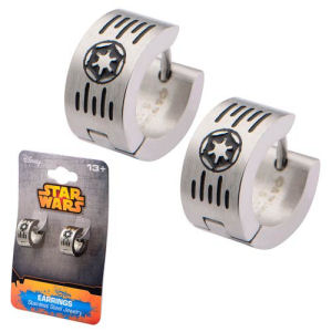 Star Wars Imperial Cog and Grate Logo Stainless Steel Huggie Earrings