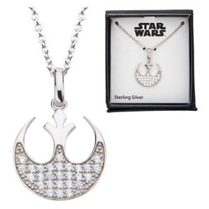 Star Wars Rebel Alliance Symbol Bling Pendant Sterling Silver Necklace