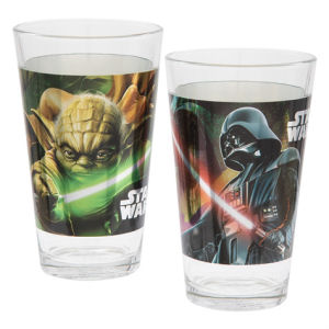 Star Wars Darth Vader and Yoda 16 Ounce Laser Decal Glass 2-Pack Set