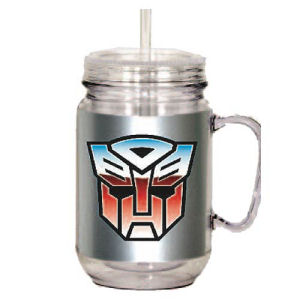 Transformers Acrylic 18 Ounce Mason Jar with Handle