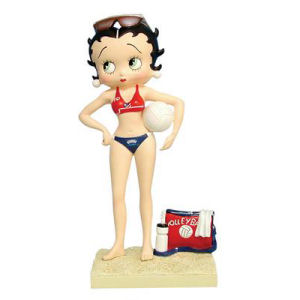 Betty Boop Sculpture titled Beach Volley Ball Betty. Features Betty Boop ready to go to the net. Made of solid resin. Measures 7 Inches tall.