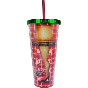 A Christmas Story Leg Lamp 20 Ounce Foil Cup with Straw.