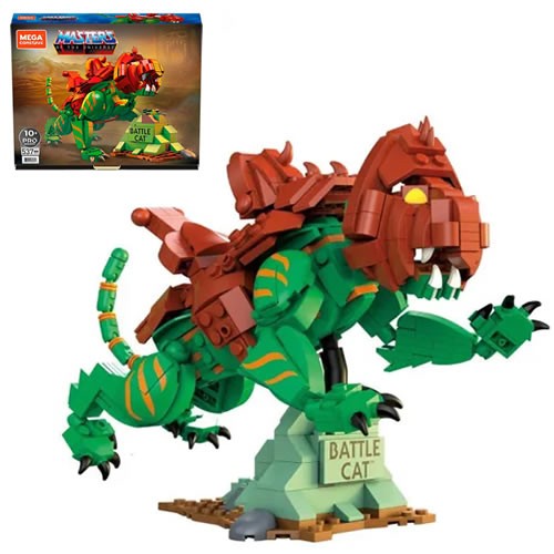 He-Man and the Masters Of The Universe Battle Cat Mega Construx. Built to scale, and measuring over 10 Inches in length, it also features a saddle that seats your favorite action figure (sold separately).