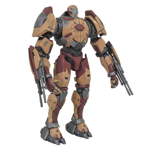 Pacific Rim:Uprising Omega Select Action Figure. Based out of the Moyulan Shatterdome, Jaeger Valor Omega measures approximately 7.75 Inches tall and features realistic mechanical details including twin cannons. The figure comes with interchangeable alter