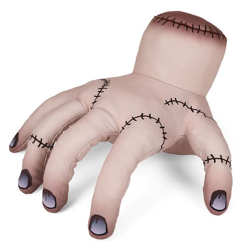Wednesday (TV Series 2022) Thing Interactive 10 Inch Plush. Measuring 10 Inches, Thing features poseable fingers with grippy silicone finger pads for shoulder rides.